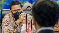 Menteri Pariwisata dan Ekonomi Kreatif Sandiaga Uno menerima kunjungan dari Kementerian Perdagangan Singapura di Jakarta, Rabu, 18 Mei 2022. (dok. Biro Komunikasi Publik Kemenparekraf)