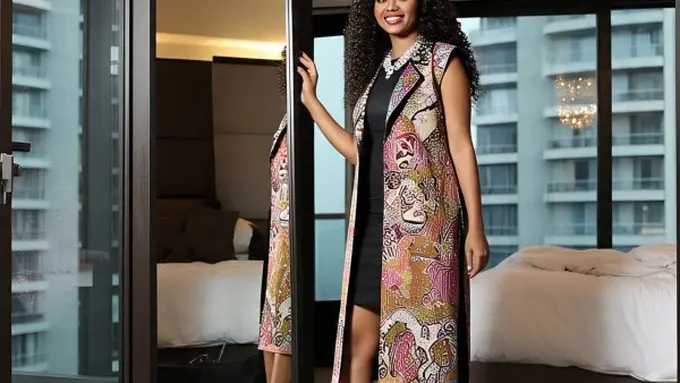 Ilustrasi Cardigan Batik Tanpa Lengan (Sumber Gambar: Meta AI)