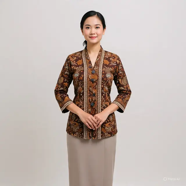 Model Baju Batik Bawahan Rok Panjang Polos