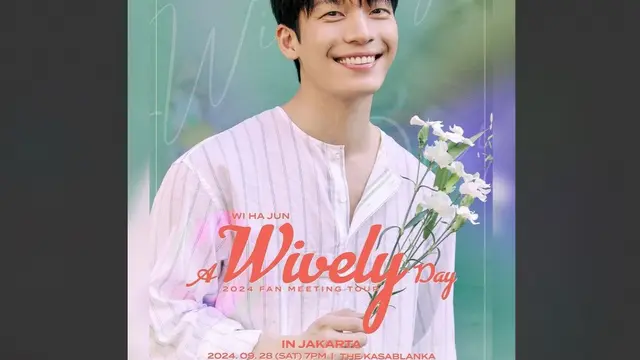 Aktor dan model berbakat asal Korea Selatan (Korsel) Wi Ha Jun atau biasa dipanggil Mas Wiwi bakal menyapa penggemar di Indonesia pada September 2024 mendatang dengan tema 'A Wively Day'.