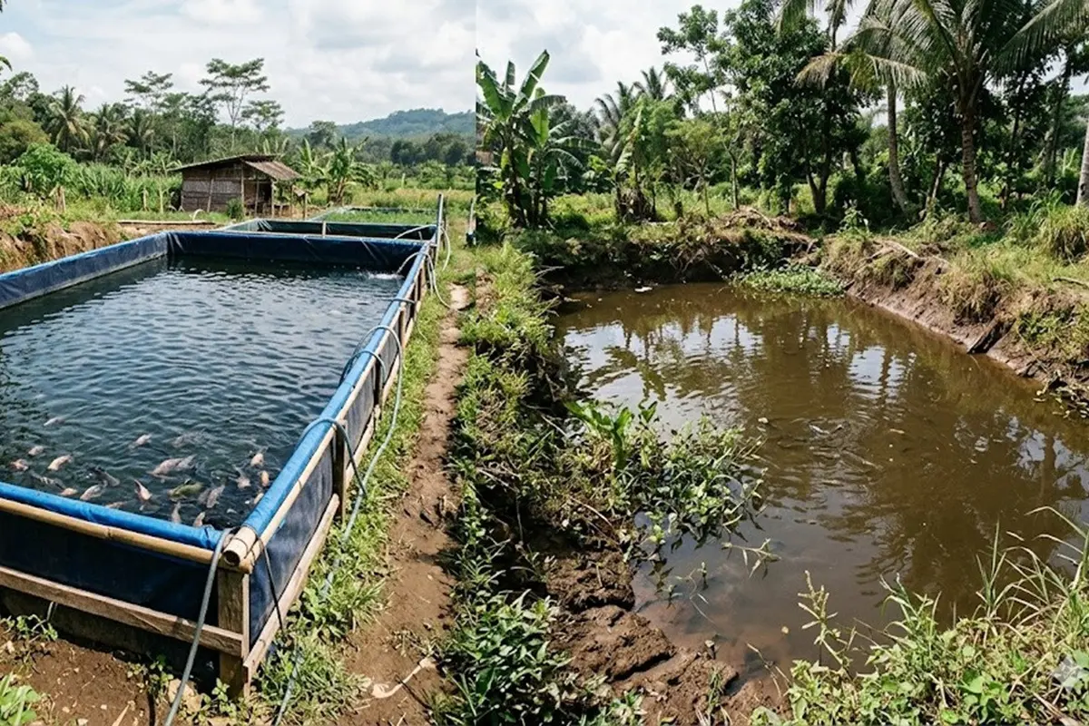 Kolam terpal dan kolam tanah