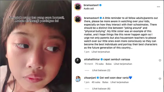Verrell Bramasta Kaget Adiknya Jadi Korban Kekerasan dari Teman SD, Beri Pesan untuk Orang Tua Agar Lebih Mengawasi Anak-Anak. (instagram.com/bramastavrl)