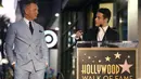 Rami Malek menyampaikan sambutan saat upacara penghargaan bintang Hollywood Walk of Fame untuk dirinya di Los Angeles, Rabu (6/10/2021). Nama Daniel Craig di Hollywood Walk of Fame diletakkan di samping aktor Roger Moore, pemeran James Bond terdahulu. (AP Photo/Chris Pizzello)