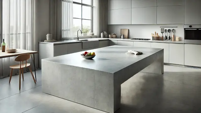Meja Dapur Beton dengan Finishing Polished (Foto: Rizka Nur Laily via ChatGPT)