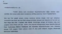 Surat yang diduga dari BNN Kota Tasikmalaya meminta THR kepada perusahaan otobus. (Foto: Media sosial)