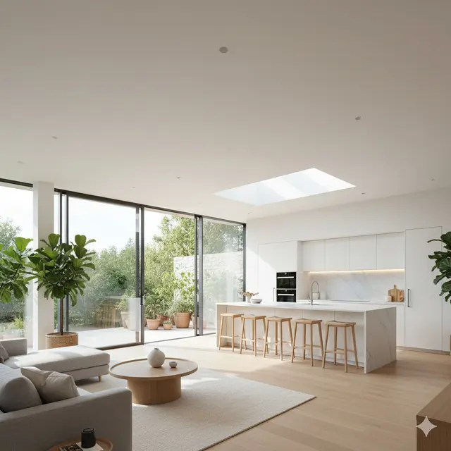 Tren Desain Dapur Menyatu dengan Ruang Keluarga Bergaya Open Space (Image by Gemini AI)