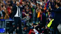 Pelatih Luis Enrique girang timnya memegang kendali permainan. Sumber: UEFA.
