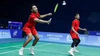 Ganda putra Indonesia, Fajar Alfian/Muhammad Rian Ardianto, kalah pada perempat final Asian Games 2022 di Binjiang Gymnasium, Hangzhou, China, pada Kamis (5/10/2023) pagi. (Bola.com/PBSI)