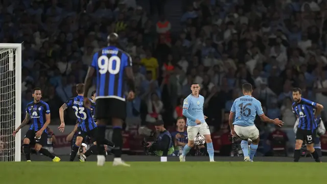 Foto: Aksi Sepakan Cantik Rodri Bawa Man City Bungkam Inter Milan di Final Liga Champions, Lengkapi Treble Winners Musim 2022 / 2023