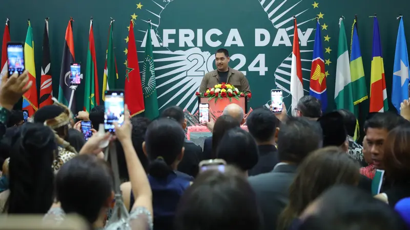 Menpora Dito Ariotedjo saat memberikan sambutan resmi di Africa Day 2024 yang berlangsung di Hotel Borobudur Jakarta (Istimewa)