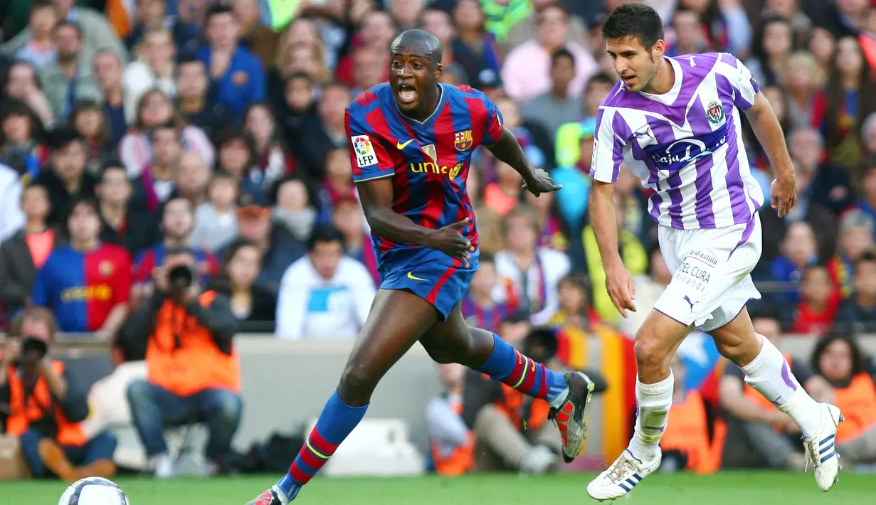 Yaya Toure bermain untuk Barcelona tahun 2007-2010 dan meraih trofi Liga Champions tahun 2009. (AFP/Alejandro Garcia)