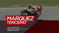 Berita video Marc Marquez masih bisa lebih cepat dari Maverick Vinales dan Valentino Rossi meski belum fit dari cedera bahu pada hari 1 tes MotoGP di Sepang, Malaysia, Rabu (6/2/2019).
