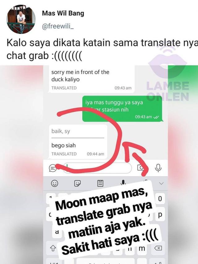 6 Terjemahan Chat Driver Ojek Online dan Penumpang Ini Bikin Ngakak