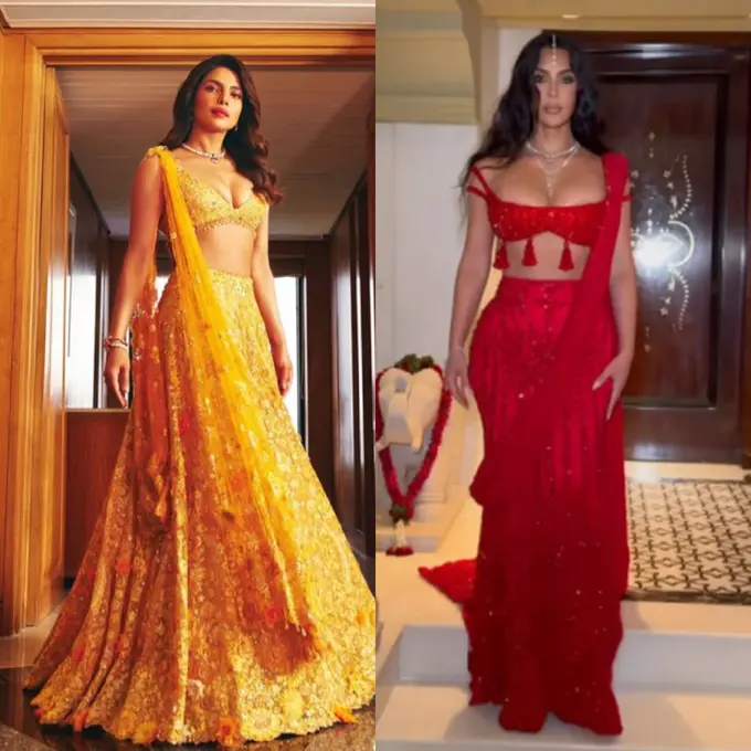 Adu Gaya Priyanka Chopra dan Kim Kardashian Kenakan Pakaian India saat Hadir Pernikahan Anant Ambani dan Radhika Merchant