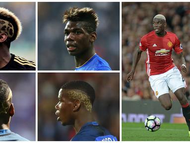 Gelandang Manchester United, Paul Pogba, dikenal sebagai sosok yang kerap gonta-ganti gaya rambut dengan model yang unik. Berikut gaya rambut pria Prancis ini dari masa ke masa. (AFP)