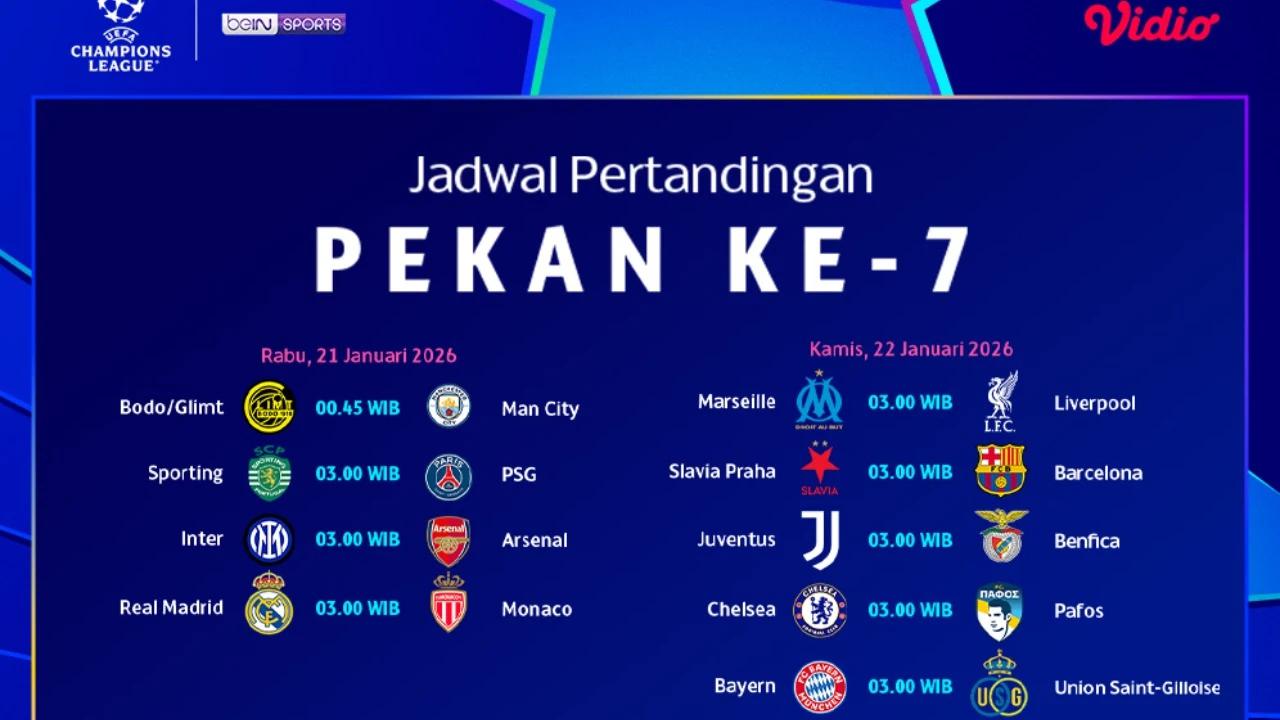 Berikut Jadwal Live Streaming Liga Champions 2025/26 Pekan Ke-7, Tayang di Vidio