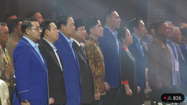 Prabowo dan Gibran Hadiri Penutupan Kongres VI Partai Demokrat, Disambut SBY-AHY