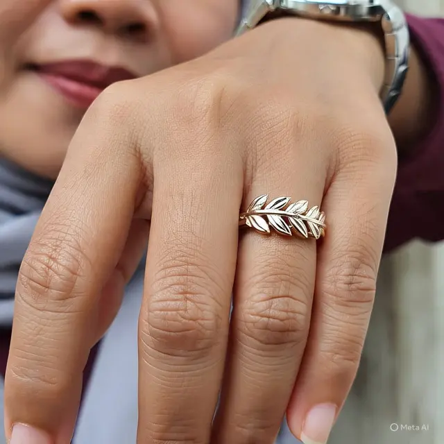 Cincin Tunangan Motif Daun