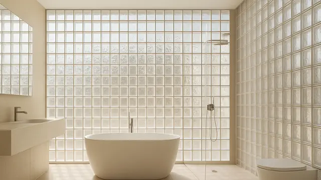 Inspirasi Desain Glass Block Kamar Mandi yang Lagi Tren di 2025/via AI