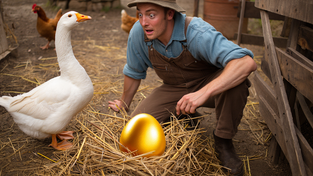 La fábula de la gallina de los huevos de oro (Foto: Reve Art AI)