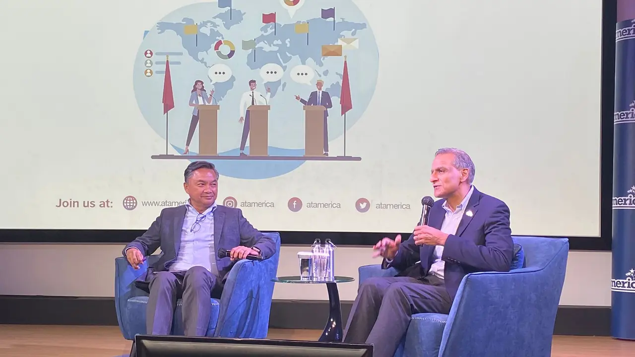 Wamenlu AS Richard Verma dalam kunjungannya ke Indonesia menyebut implementasi kerangka kerja sama ekonomi Indo-Pasifik terus ditingkatkan (Liputan6.com/Teddy Tri Setio Berty).