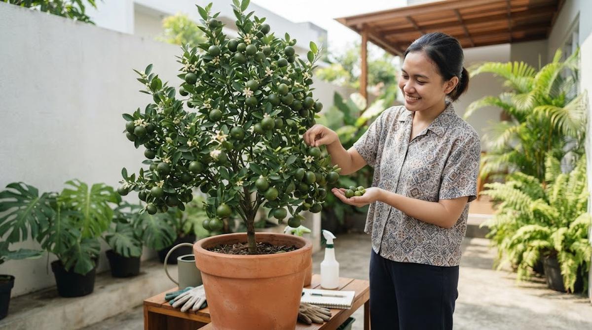 Membuat Tanaman Jeruk dalam Pot Cepat Mengeluarkan Bunga dan Buah