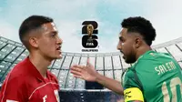 Head to head kapten&nbsp;Timnas Indonesia Vs Arab Saudi, Jay Idzes Vs Salem al-Dawsari. (Bola.com/Wiwig Prayugi)