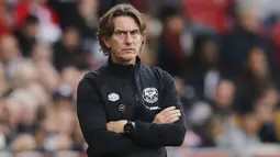 Thomas Frank - Pelatih berusia 48 tahun ini resmi menjabat sebagai pelatih Brentford pada Oktober 2018. Thomas Frank telah menemani anak asuhnya bertanding sebanyak 156 laga dengan catatan 78 kemenangan dan 43 kali kekalahan. (AFP/Adrian Dennis)