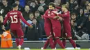 Liverpool sempat dua kali menyamakan kedudukan, masing-masing lewat aksi Fabio Carvalho dan Mohammed Salah. (AP Photo/Jon Super)