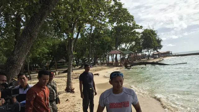 Wakil Gubernur DKI Jakarta Sandiaga Sandiaga Uno menyambangi Pulau Bidadari, Kepulauan Seribu pada hari Senin (29/1/2018).
