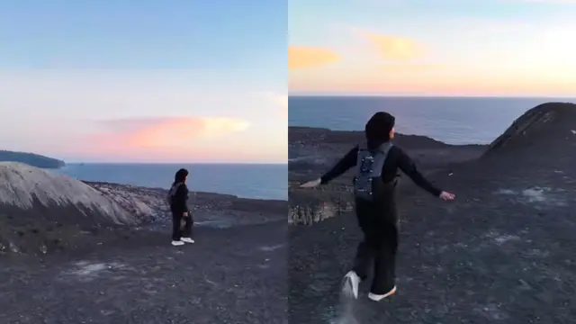 Foto-foto wisatawan yang mendekati bahkan menaiki kawasan Gunung Anak Krakatau (GAK). (Liputan6.com/Istimewa).