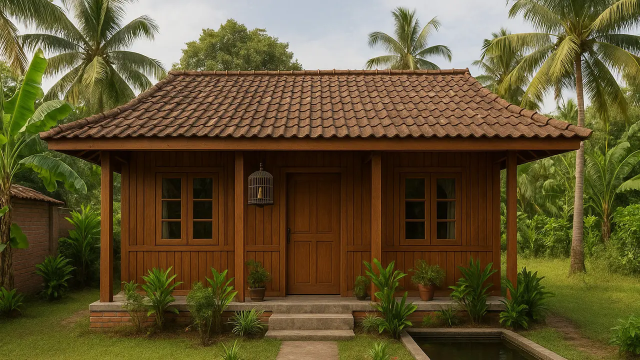 Inspirasi Rumah Sederhana di Desa dengan Dinding Kayu/via ChatGPT