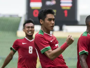 Gelandang Timnas Indonesia, Septian David mencetak dua gol untuk Indonesia yakni ke gawang Thailand dan Filipina pada SEA Games 2017 Kuala Lumpur.  (Bola.com/Vitalis Yogi Trisna)