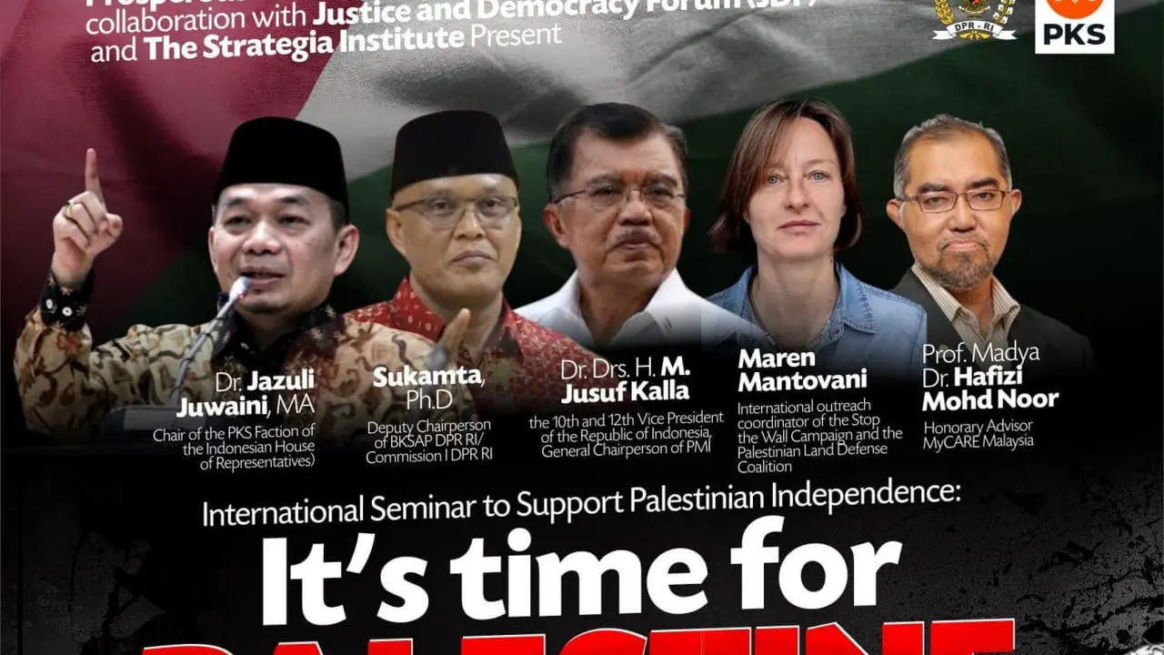 Fraksi PKS DPR RI gelar Seminar Internasional untuk mendukung kemerdekaan Palestina dengan tema 'It’s Time for Palestine to be Free!' yang digelar secara daring pada hari ini, Selasa (31/10/2023).