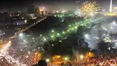 Suasana malam takbiran di kawasan Monas, Jakarta Pusat, Kamis (9/9). (Antara)