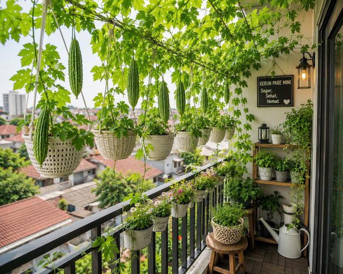 7 Inspirasi Kebun Pare Mini di Balkon Rumah yang Produktif dan Hemat Tempat