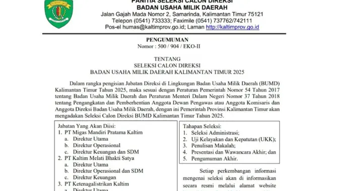 Kursi Panas Direksi BUMD Kaltim 2025 Diperebutkan: Siapkan Dirimu!