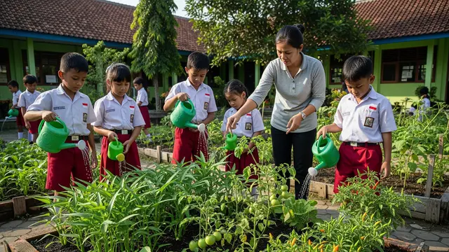 Kebun Sayur Mini di Tanah Pekarangan Sekolah