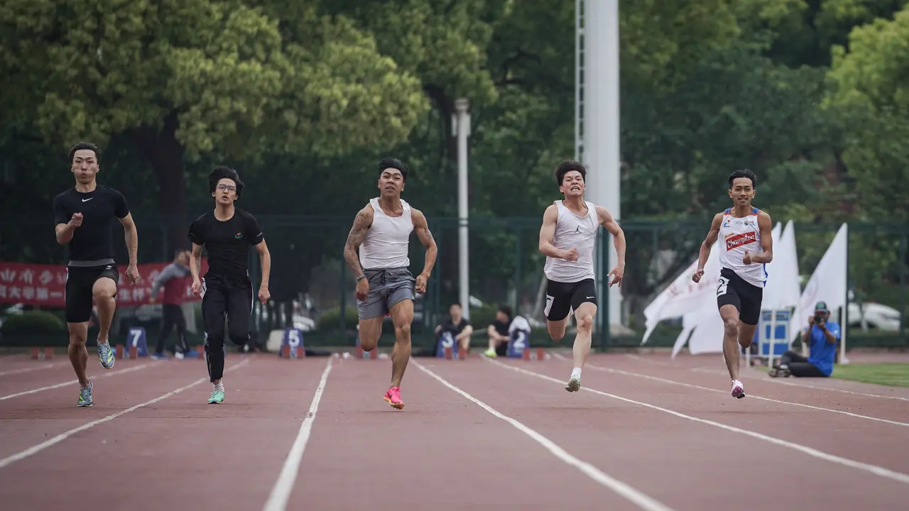 Juara Sprint 100m Putra  Arfiansyah Adi Yuliarta (SMA Hang Tuah 1 Surabaya) melakoni eksebisi dengan mahasiswa Shanghai University of Sports (SUS), saat mengikuti program international training Energen Champion SAC Indonesia di Tiongkok.