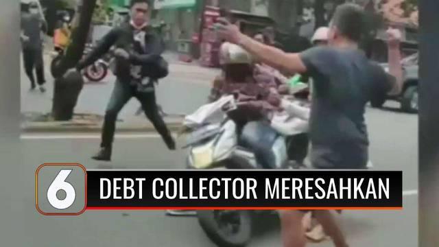 Debt collector nekat membawa kabur sepeda motor milik pengendara ojek online di Kebon Jeruk, Jakarta Barat. Akibatnya, ia nyaris diamuk warga.