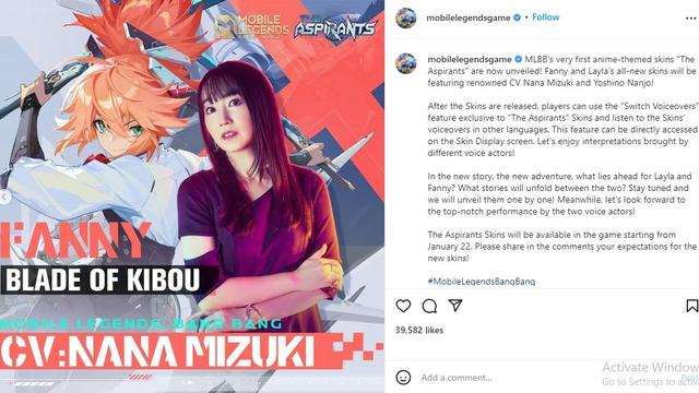 Yoshino Nanjo, pengisi suara di Mobile Legend (Foto: Instagram/@mobilelegendsgame)