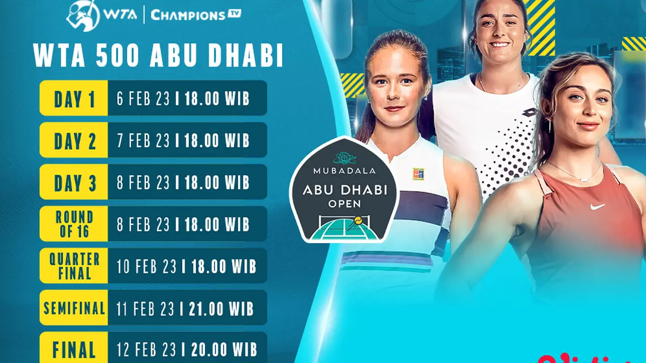 Jadwal dan Live Streaming WTA 500 Abu Dhabi di Vidio, 6-12 Februari 2023