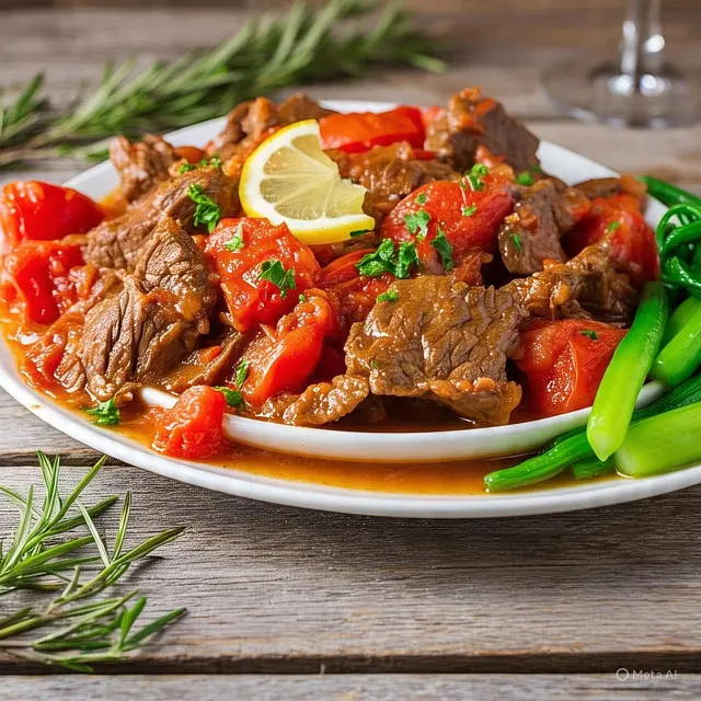 Asam Padeh Daging dengan Tomat Segar