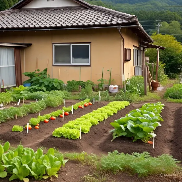 Rumah Biasa dengan Kebun Sayur di Samping