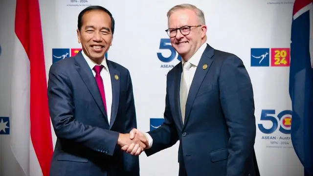 Presiden Joko Widodo (Jokowi) melangsungkan pertemuan bilateral dengan Perdana Menteri Australia, Anthony Albanese, di Melbourne Convention and Exhibition Centre (MCEC), Melbourne, Australia, Selasa, (5/3/2024).