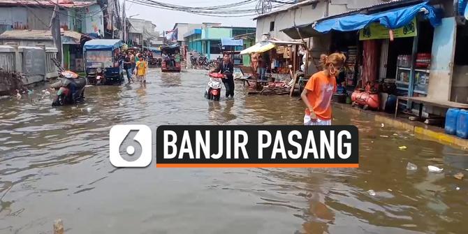 VIDEO: Air Laut Pasang, Kawasan Muara Angke Digenangi Banjir