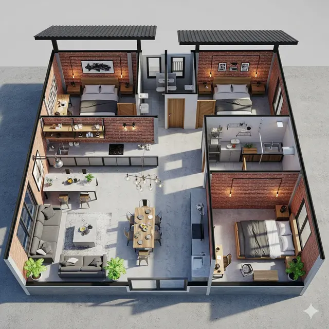 Desain Rumah Sederhana 3 Kamar Ukuran 8x10