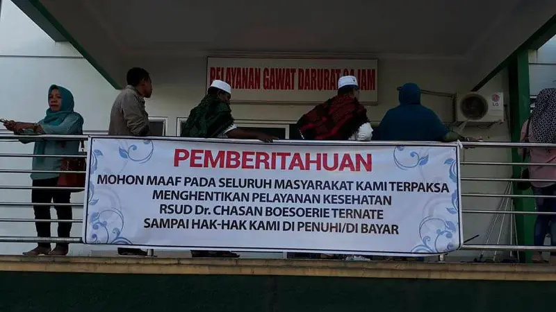 Pegawai RSUD Chasan Boesoerie Maluku Utara Mogok Kerja