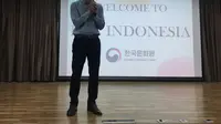 Direktur Korea Culture Center (KCC) Indonesia, Chun Young-Poung menyampaikan sambutan. (Liputan6.com/Afra Augesti)