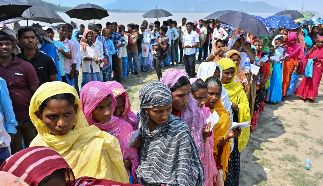 Selama enam pekan, mulai dari 19 April hingga 4 Juni 2024 mendatang, India menggelar pemilu. (Biju BORO/AFP)